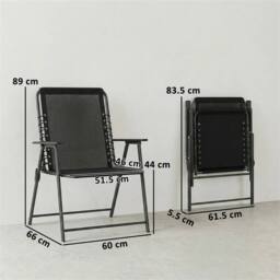 SPETLEK Black Set of 4 Folding Chairs Portable Outdoor Garden Seating - Size: 100 cm x 15 cm - thumbnail 2