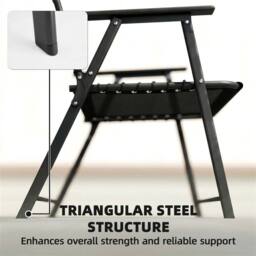 SPETLEK Black Set of 4 Folding Chairs Portable Outdoor Garden Seating - Size: 100 cm x 15 cm - thumbnail 6