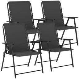 SPETLEK Black Set of 4 Folding Chairs Portable Outdoor Garden Seating - Size: 100 cm x 15 cm - thumbnail 1
