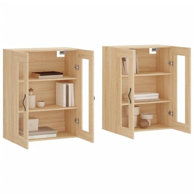 Berkfield Home Wall Mounted Cabinets 2 pcs Sonoma Oak Engineered Wood in Light Oak - image 1