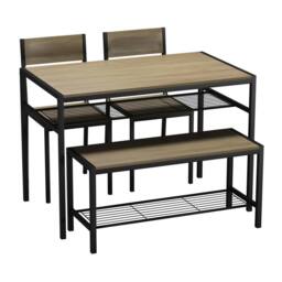 EONLION 4 Pcs Set Dining Room Table Metal Frame in Light Oak - thumbnail 1