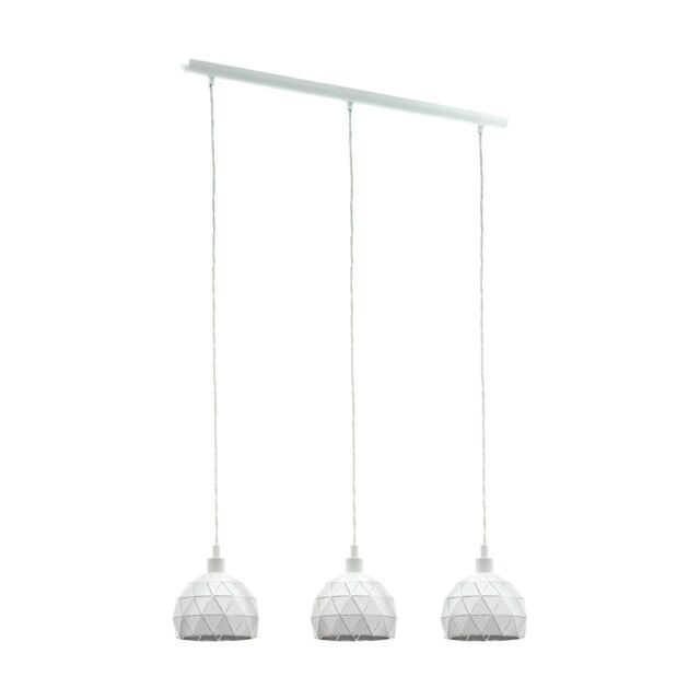 Loops Pendant Ceiling Light Colour White Steel Round Faceted Shade Bulb E14 3x40W - image 1