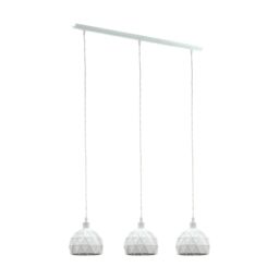 Loops Pendant Ceiling Light Colour White Steel Round Faceted Shade Bulb E14 3x40W