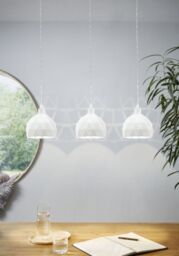 Loops Pendant Ceiling Light Colour White Steel Round Faceted Shade Bulb E14 3x40W - thumbnail 3