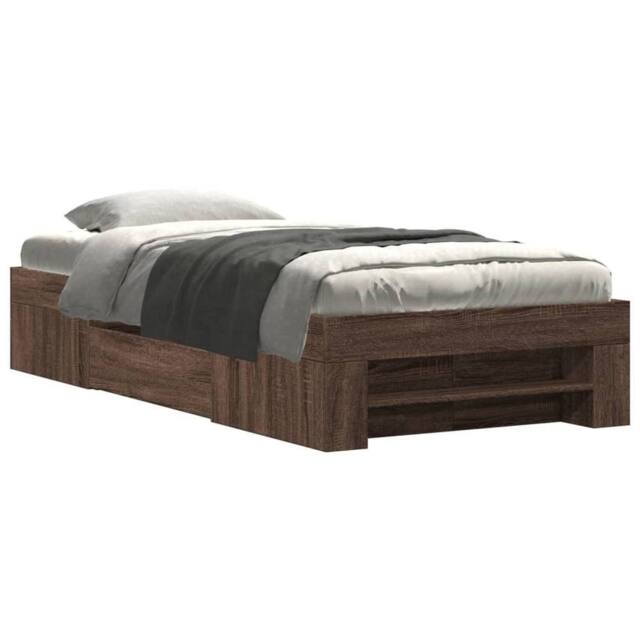 Berkfield Home Bed Frame without Mattress Brown Oak 90x200 cm Engineered Wood - image 1