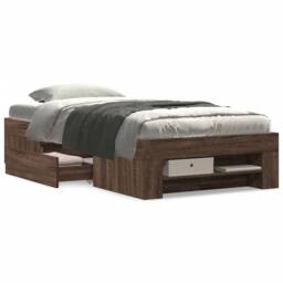 Berkfield Home Bed Frame without Mattress Brown Oak 90x200 cm Engineered Wood - thumbnail 4