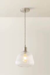 ValueLights Delora Ribbed Bell Glass Shade Single Ceiling Pendant Light & Bulb in Silver - thumbnail 3