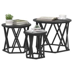 Berkfield Home Nesting Side Tables 3 pcs Black Oak Engineered Wood - thumbnail 3