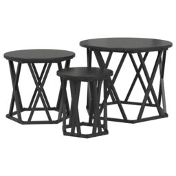 Berkfield Home Nesting Side Tables 3 pcs Black Oak Engineered Wood - thumbnail 2