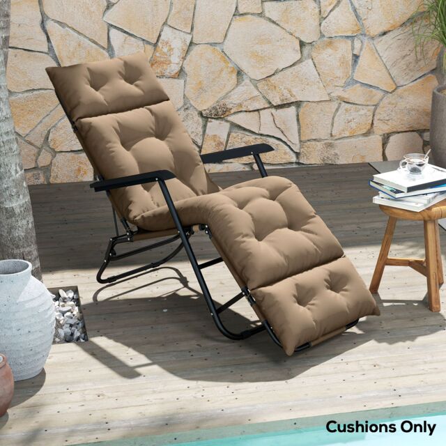 OUTSUNNY Sun Lounger Cushion Only, Garden Lounge Chair Cushion, Khaki - image 1