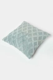 Homescapes Geometric Diamond Tufted Cotton Cushion in Green - Size: 45 cm x 45 cm - thumbnail 5