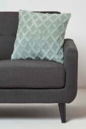 Homescapes Geometric Diamond Tufted Cotton Cushion in Green - Size: 45 cm x 45 cm - thumbnail 2