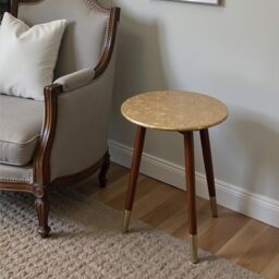 Hartsmede Hand Carved Vintage Side Table Brass in Copper - thumbnail 8