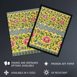 "Artery8 Owen Jones Colourful Ornamental Flower Pattern Wall Art Print in Yellow - Size: W12"" x H16""" - thumbnail 2