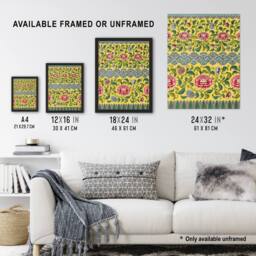 "Artery8 Owen Jones Colourful Ornamental Flower Pattern Wall Art Print in Yellow - Size: W12"" x H16""" - thumbnail 3