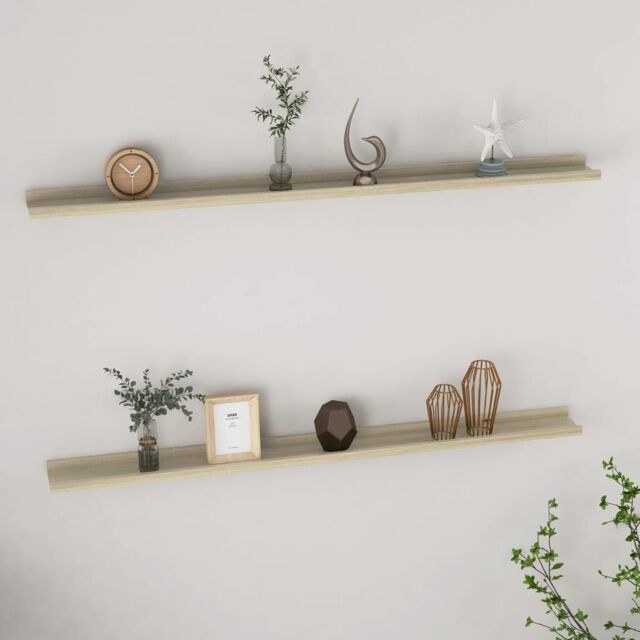 Berkfield Home Wall Shelves 2 pcs Sonoma Oak 115x9x3 cm in Brown - Size: 115 x 9 x 3 cm - image 1