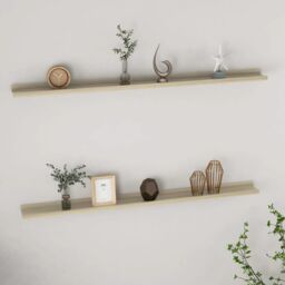Berkfield Home Wall Shelves 2 pcs Sonoma Oak 115x9x3 cm in Brown - Size: 115 x 9 x 3 cm - thumbnail 1