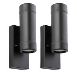 First Choice Lighting Set of 2 Gale - Polypropylene Coastal Dusk Dawn Wall Lights in Black - thumbnail 1