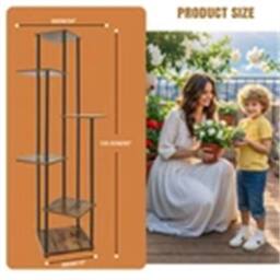 Nordara 6 Tiers-Flower Pot Plant Stand Metal Ladder Shelf in Brown - Size: 100 cm - thumbnail 2