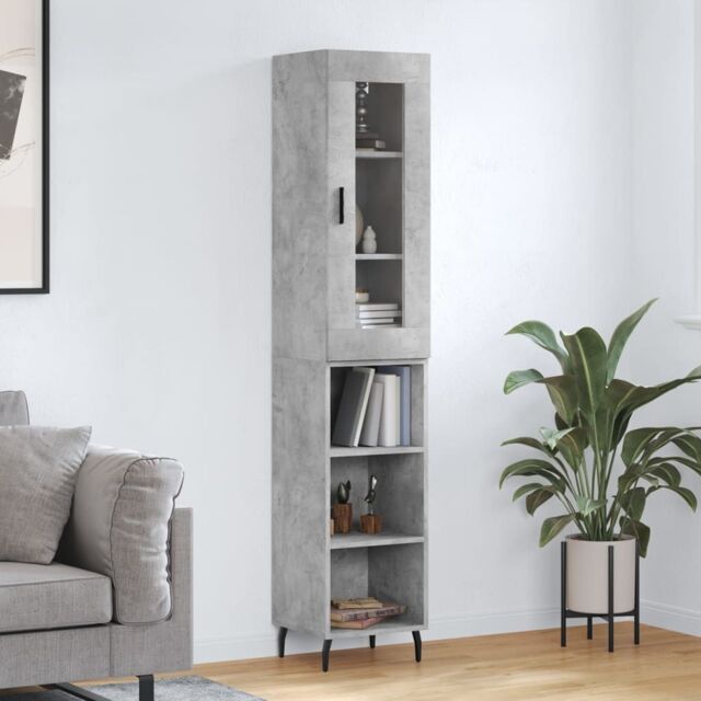 Berkfield Home Highboard Concrete Grey 34.5x34x180 cm Engineered Wood - image 1