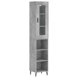 Berkfield Home Highboard Concrete Grey 34.5x34x180 cm Engineered Wood - thumbnail 2