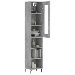 Berkfield Home Highboard Concrete Grey 34.5x34x180 cm Engineered Wood - thumbnail 3