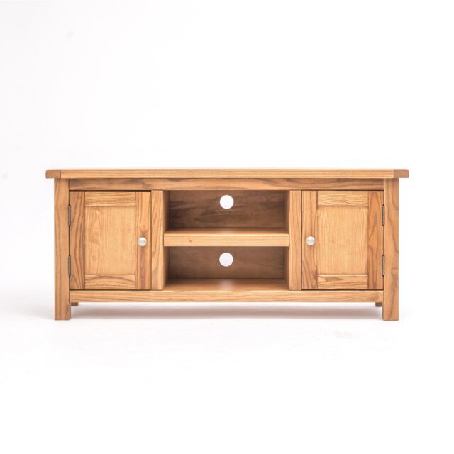 Cabinet Bits Trivento Light Wood 2 Door TV Cabinet Chrome Knob in Natural - image 1