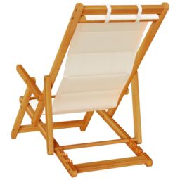Berkfield Home Folding Beach Chairs 2 pcs Cream Solid Wood Acacia & Textilene - thumbnail 5