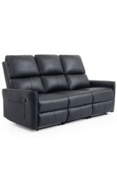 More4Homes Madrid 1+2+3 Seater W Console Manual Air Leather Recliner Sofa Set in Black - thumbnail 5