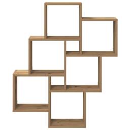 Berkfield Home Wall Cube Shelf Artisan Oak 78x15x93 cm Engineered Wood in Brown - Size: 78 x 15 x 93 cm - thumbnail 4