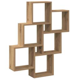 Berkfield Home Wall Cube Shelf Artisan Oak 78x15x93 cm Engineered Wood in Brown - Size: 78 x 15 x 93 cm - thumbnail 3