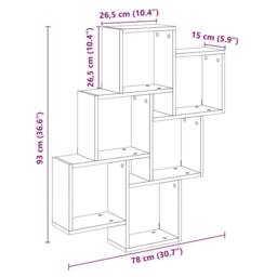 Berkfield Home Wall Cube Shelf Artisan Oak 78x15x93 cm Engineered Wood in Brown - Size: 78 x 15 x 93 cm - thumbnail 9