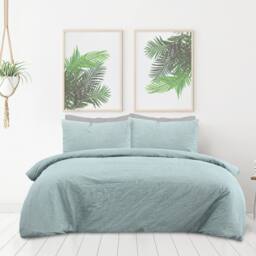 Smart Living Luxury Pure Cotton Plain Dye Duvet Cover With Pillowcase in Green - Size: King