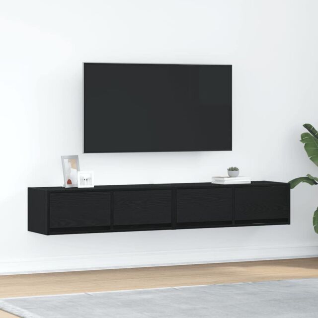Berkfield Home TV Cabinets 2 pcs Black Oak 80x31x25.5 cm Engineered Wood - image 1
