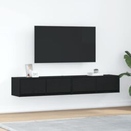 Berkfield Home TV Cabinets 2 pcs Black Oak 80x31x25.5 cm Engineered Wood - thumbnail 1