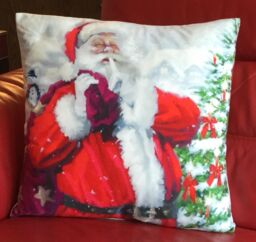 Luxury Living Christmas Santa Decorative Cushion Cover 45cm x 45cm in Red - Size: 45 cm x 45 cm