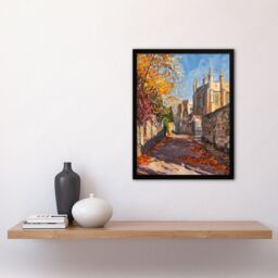 "Artery8 Autumnal Day Bishop Auckland Castle Oil Painting Framed Art Print in Beige - Size: W12"" x H16""" - thumbnail 4