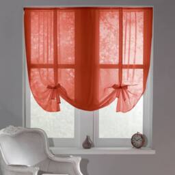 Luxury Living Sheer Voile Tie Up Curtain Blinds - Adjustable Light Filtering in Terracotta - Size: 228 cm width x 137 cm drop - thumbnail 1
