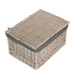 Red Hamper White Wash Steamed Cotton Lined Storage Basket in Grey - Size: Small - thumbnail 2