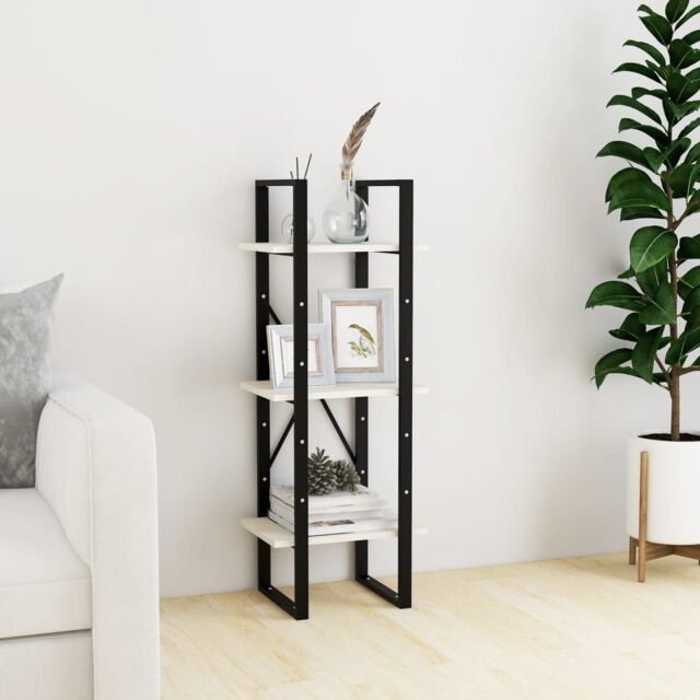 Berkfield Home 3-Tier Book Cabinet White 40x30x105 cm Solid Pinewood - Size: 40 x 30 x 105 cm - image 1