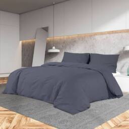 Berkfield Home Elegant Duvet Cover Set Anthracite 200x200 cm Light-weight Microfiber in Charcoal - thumbnail 2