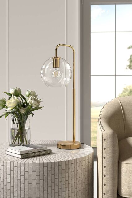 Living and Home Contemporary Arc Arm Table Lamp in Gold - image 1