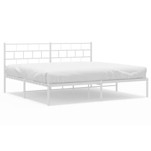 Berkfield Home Metal Bed Frame with Headboard White 180x200 cm Super King - image 1