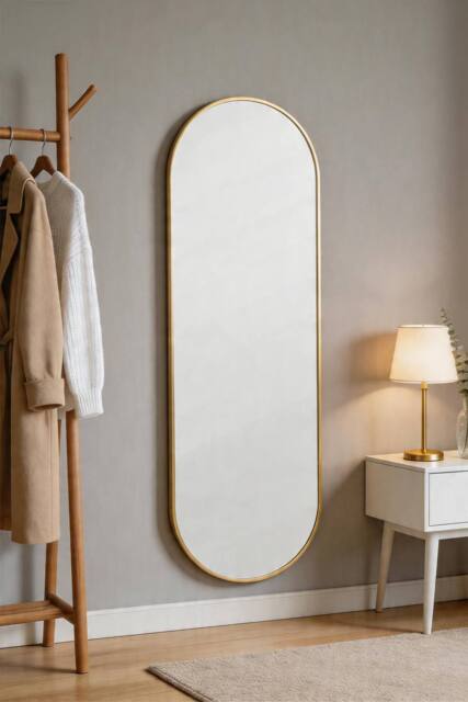 ExtraStar Modern Oval Gold Full Length Wall Mirror - image 1