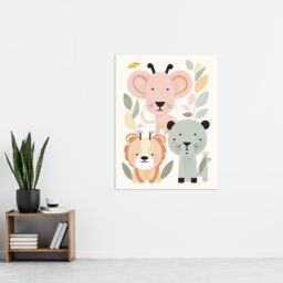 "Artery8 Wall Art Print Cute Zoo Baby Animals Pastel Colour Graphic Artwork Jungle Forest Friends Kids Bedroom Painting Poster - Size: W18"" x H24""" - thumbnail 4