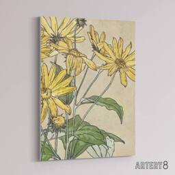 "Artery8 Sunflowers Watercolour Canvas Wall Art Print Overbeck in Orange - Size: W18"" x H24""" - thumbnail 2