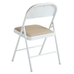 MCC Direct Set of 6 Folding Dining Chairs with Metal Frame & Padded Seats in Beige - thumbnail 4