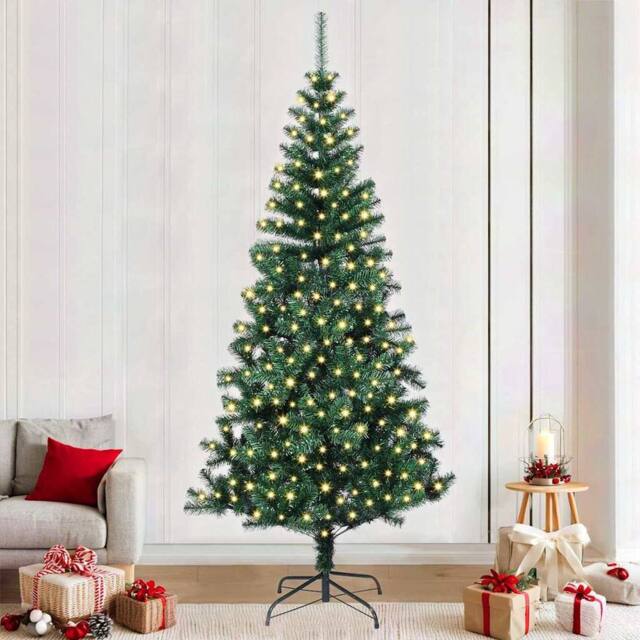 Berkfield Home Artificial Pre-lit Christmas Tree Green 240 cm PVC & Metal - image 1