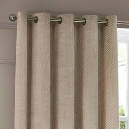 Paoletti Neptune Fully Lined Velvet Eyelet Curtain Pair in Beige - Size: 229 cm width x 137 cm drop - thumbnail 3