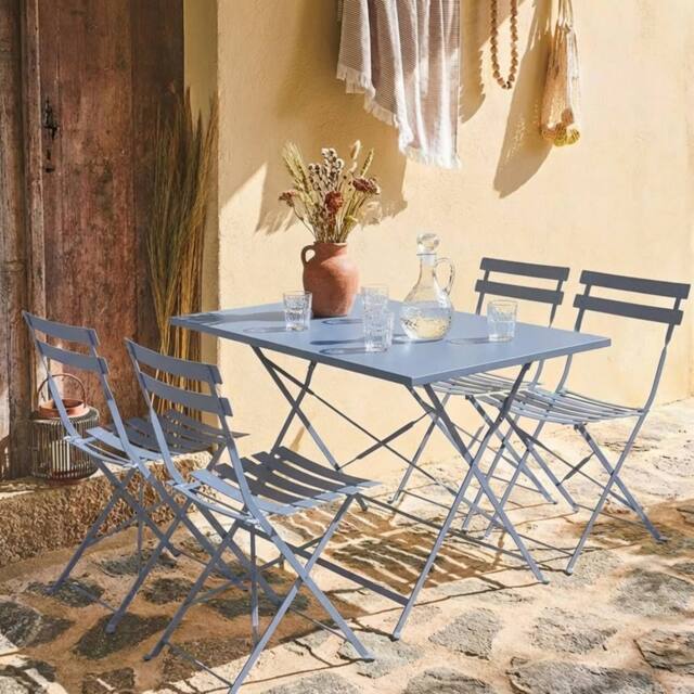 sweeek 4-seater Folding Metal Bistro Garden Table in Blue - image 1